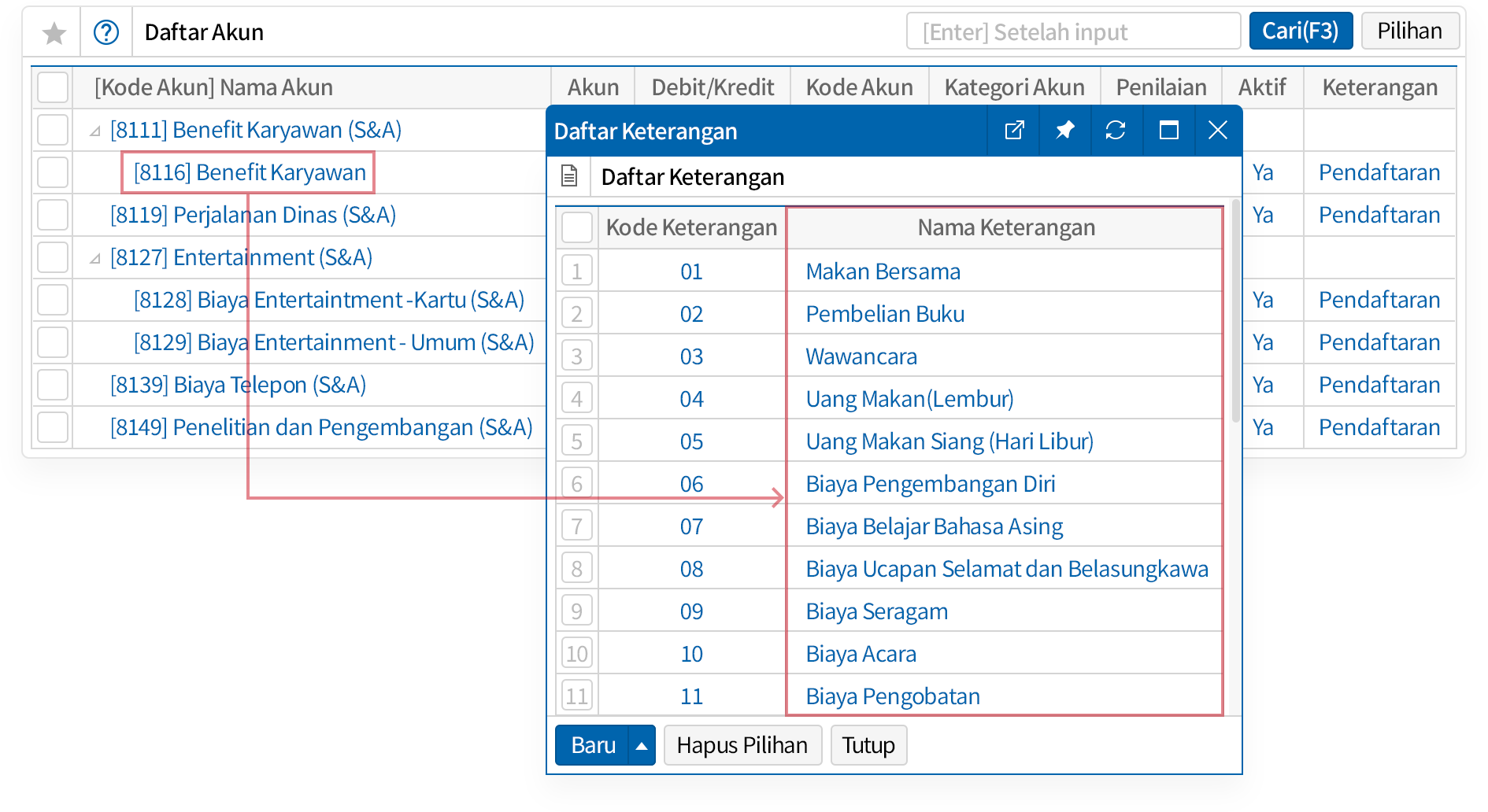 Pemisahan/Pembagian Input Akun