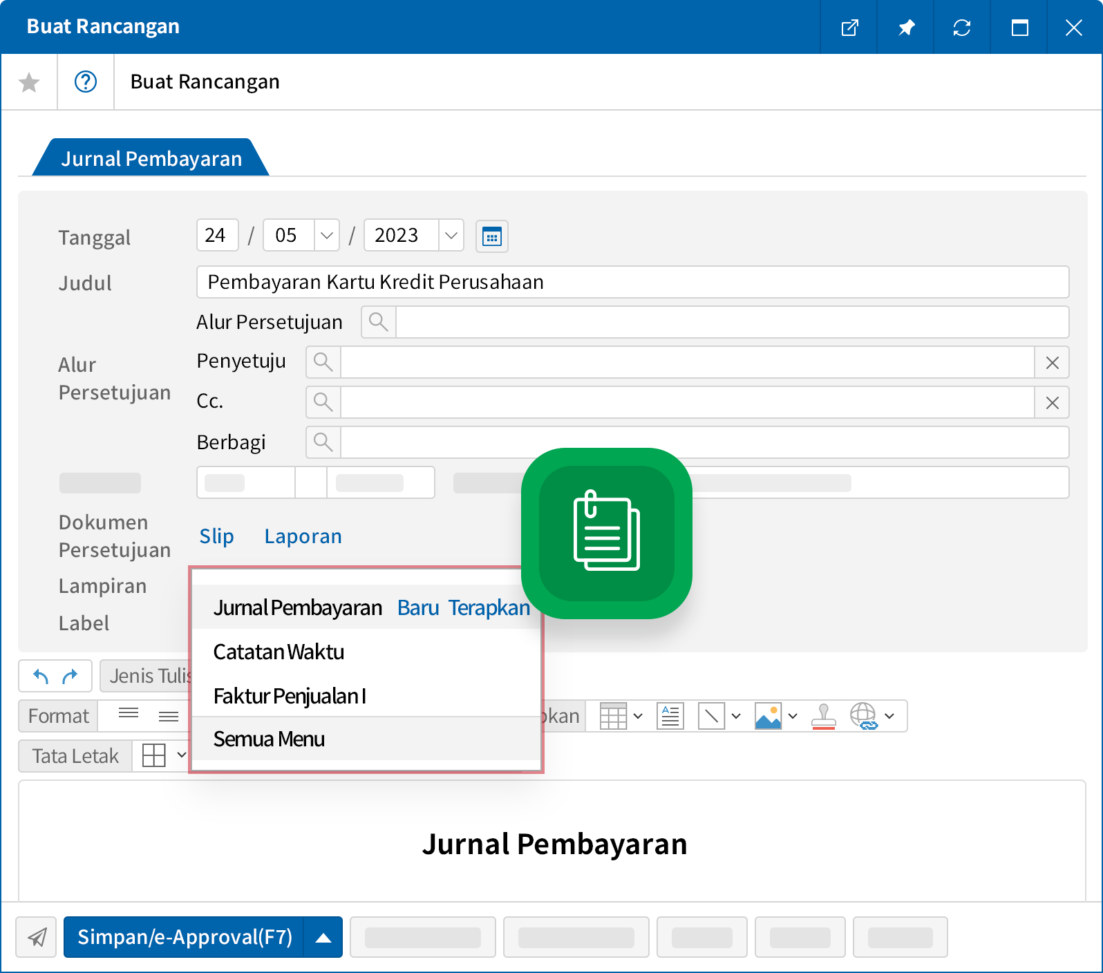 Terhubung dengan e-Approval (Groupware)