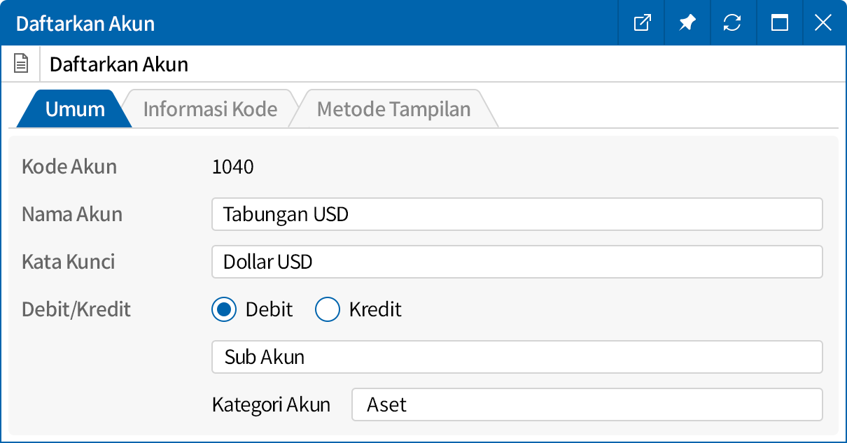 Tambah/Edit Akun CoA