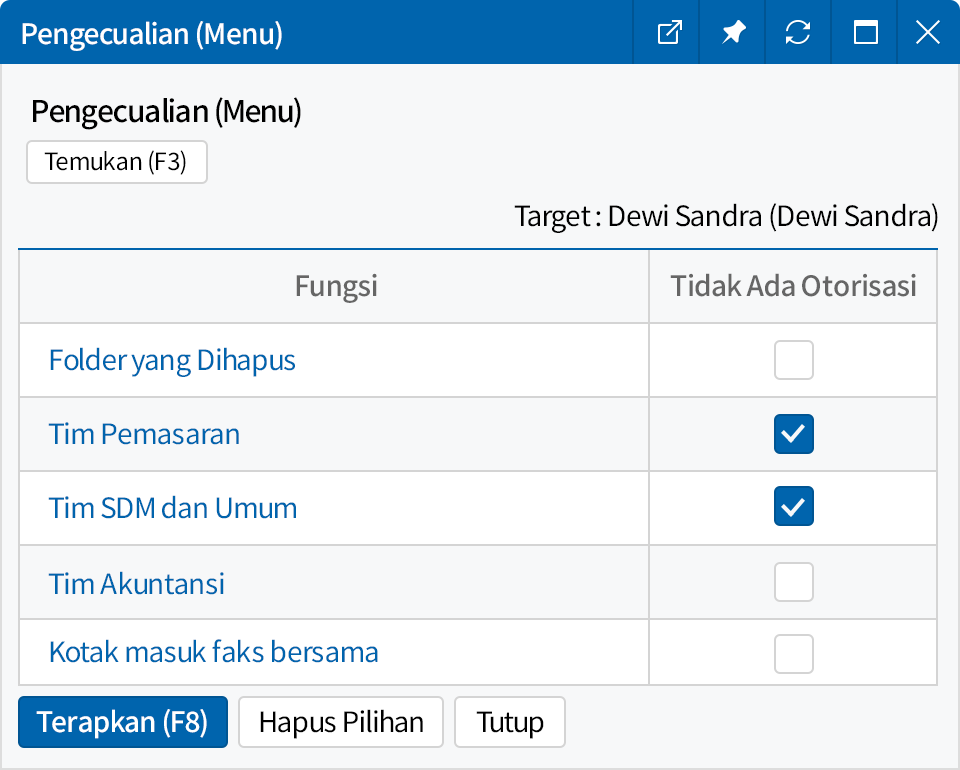 Pengaturan Otorisasi