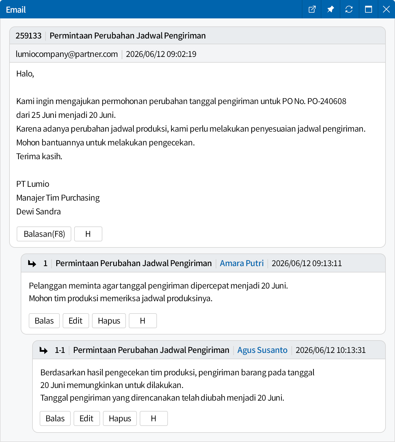 Permintaan & Berbagi Tugas Langsung dari Email