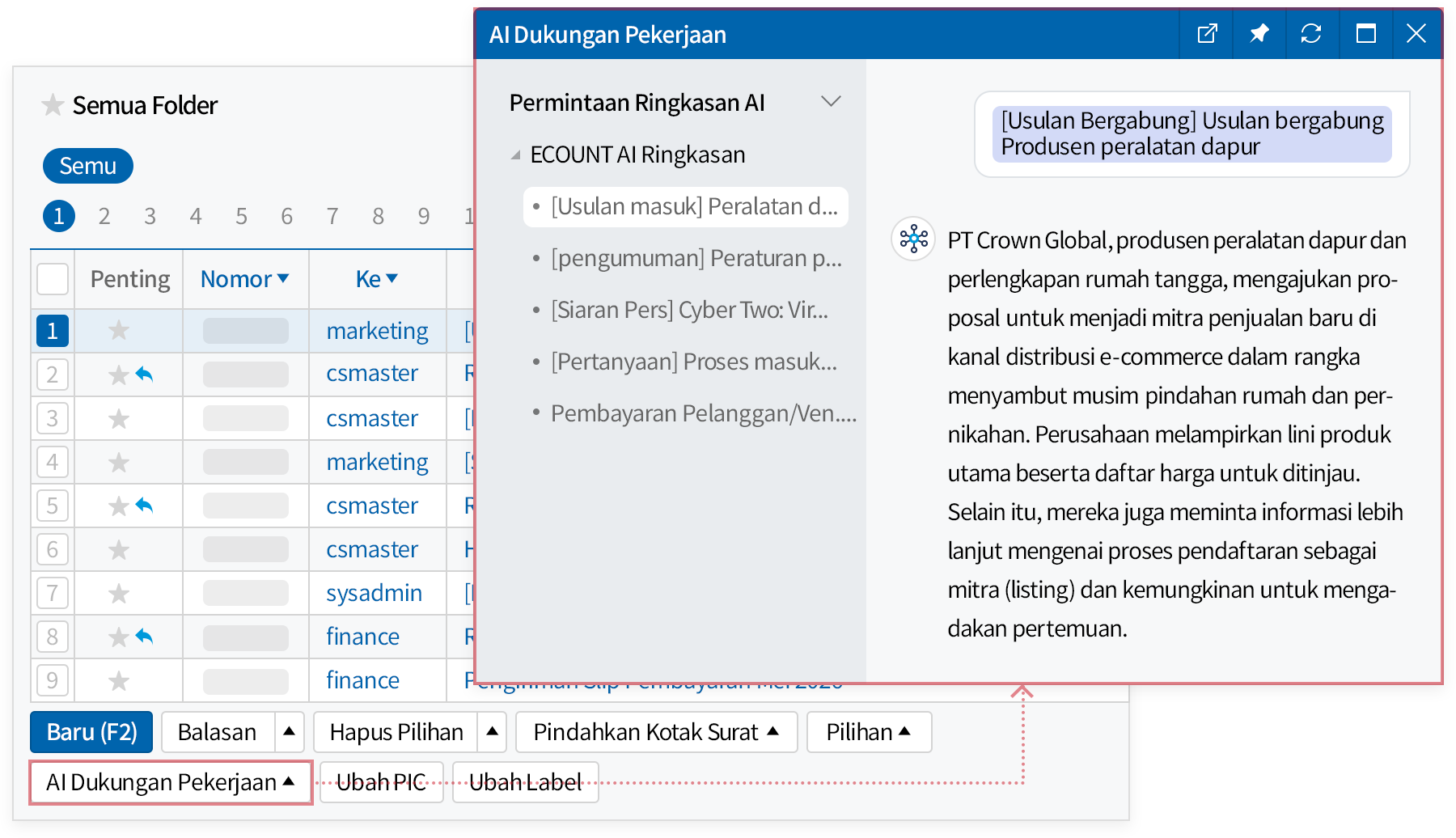Ringkasan Email berbasis AI