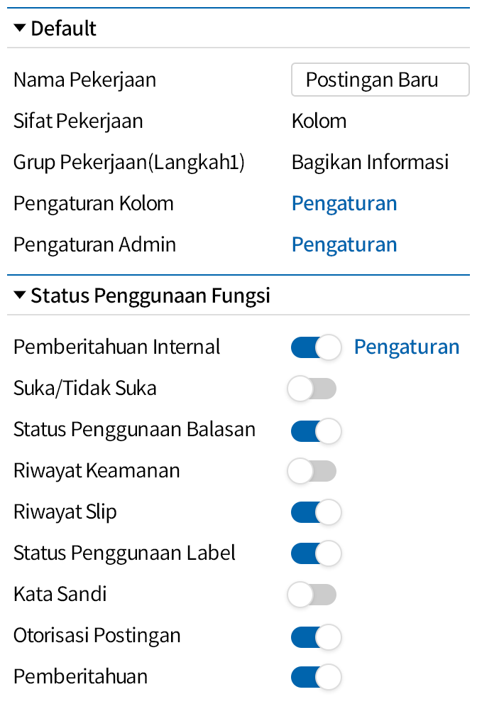 Pengaturan Detail Fungsi Papan Postingan