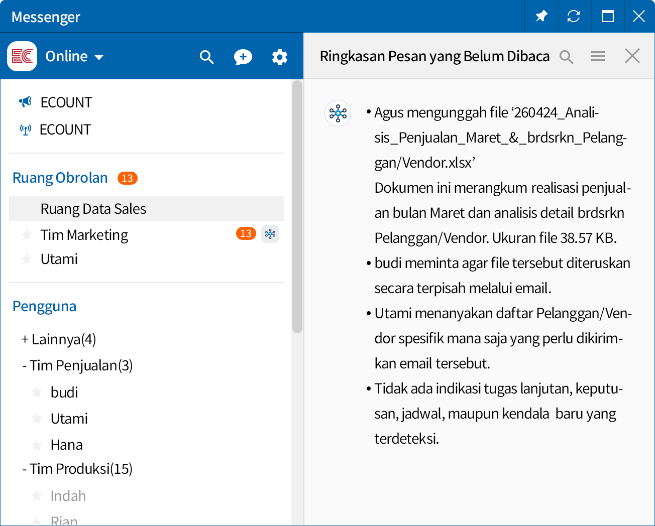 Ringkas pesan yang belum terbaca dengan AI