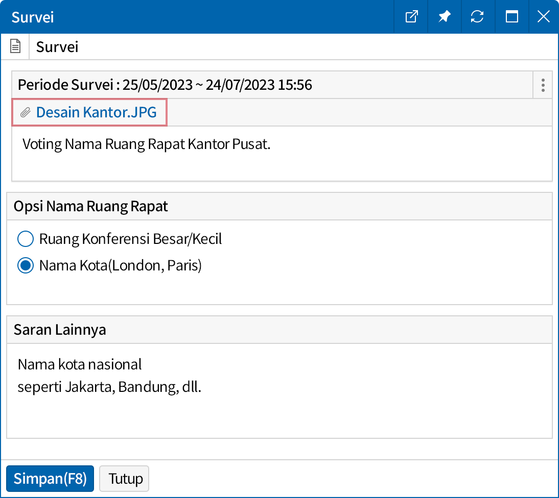 Lampirkan File Terkait Survei/Voting