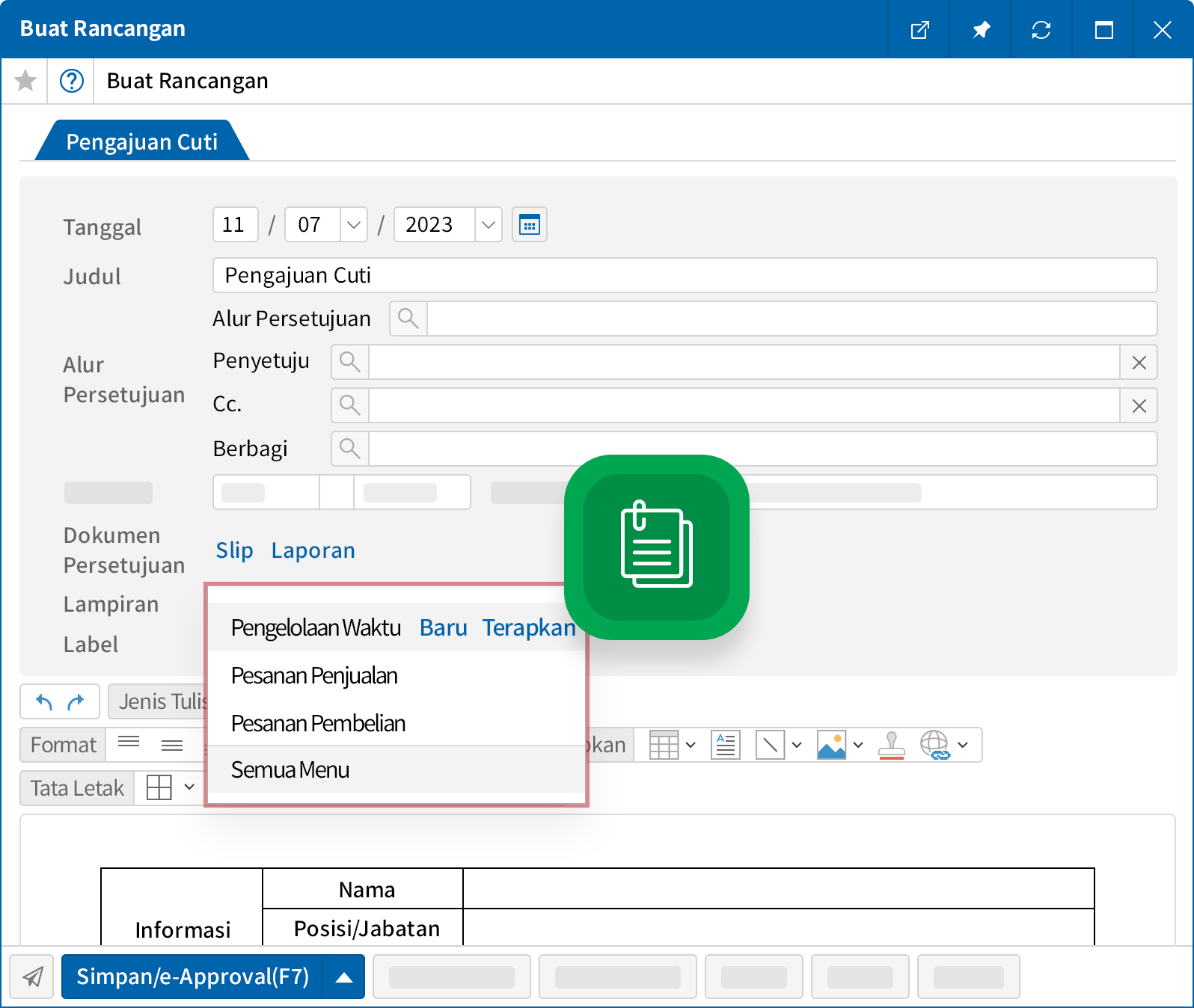 Pengelolaan Detail Kehadiran Terhubung dengan E-Approval
