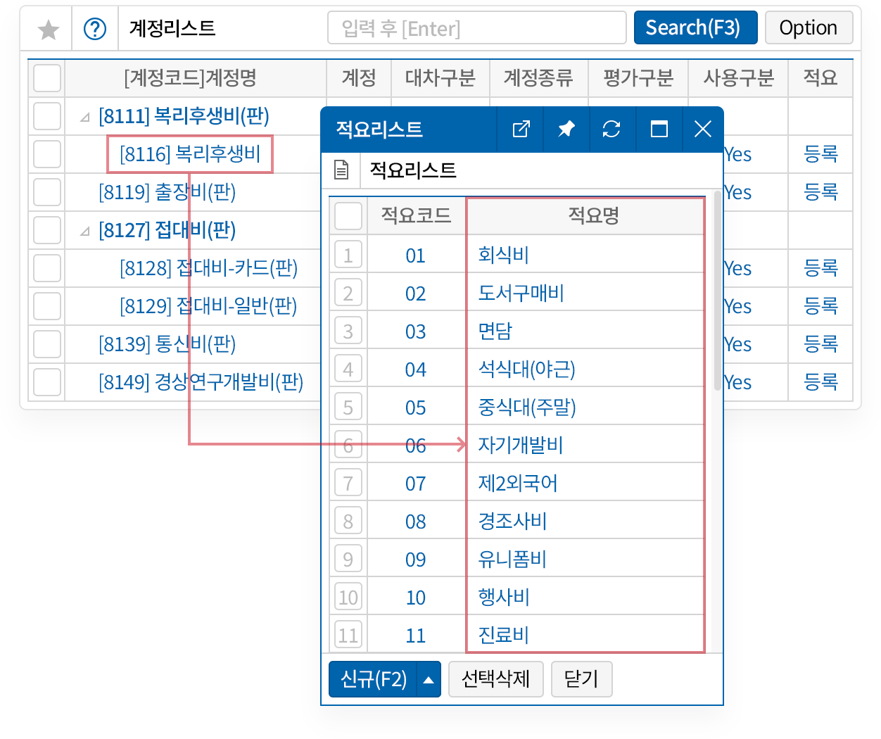 입력계정 세분화