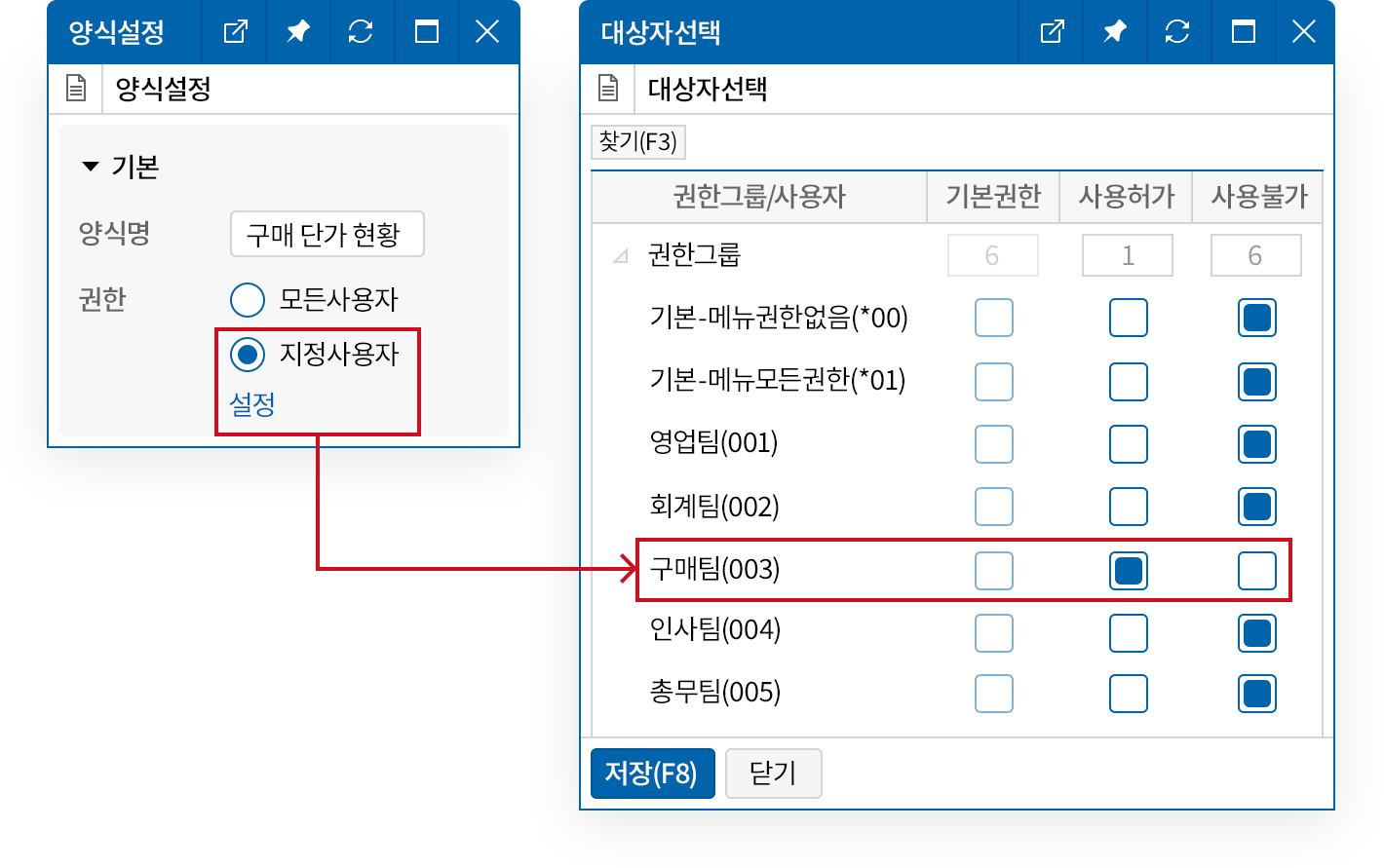 부서별, 담당자별로 보고서 열람 제한