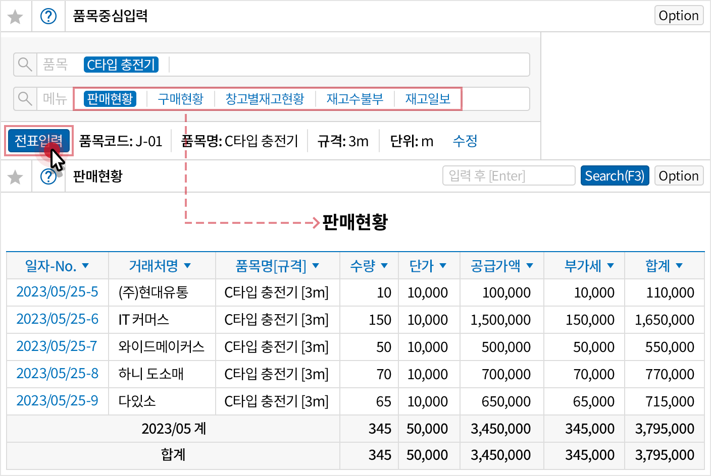 품목별로 한눈에 파악하는 재고 내역