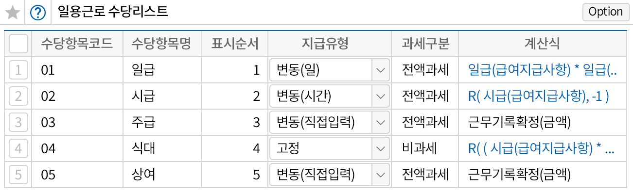 우리 회사 관리 방식에 알맞은 수당, 공제 항목 설정