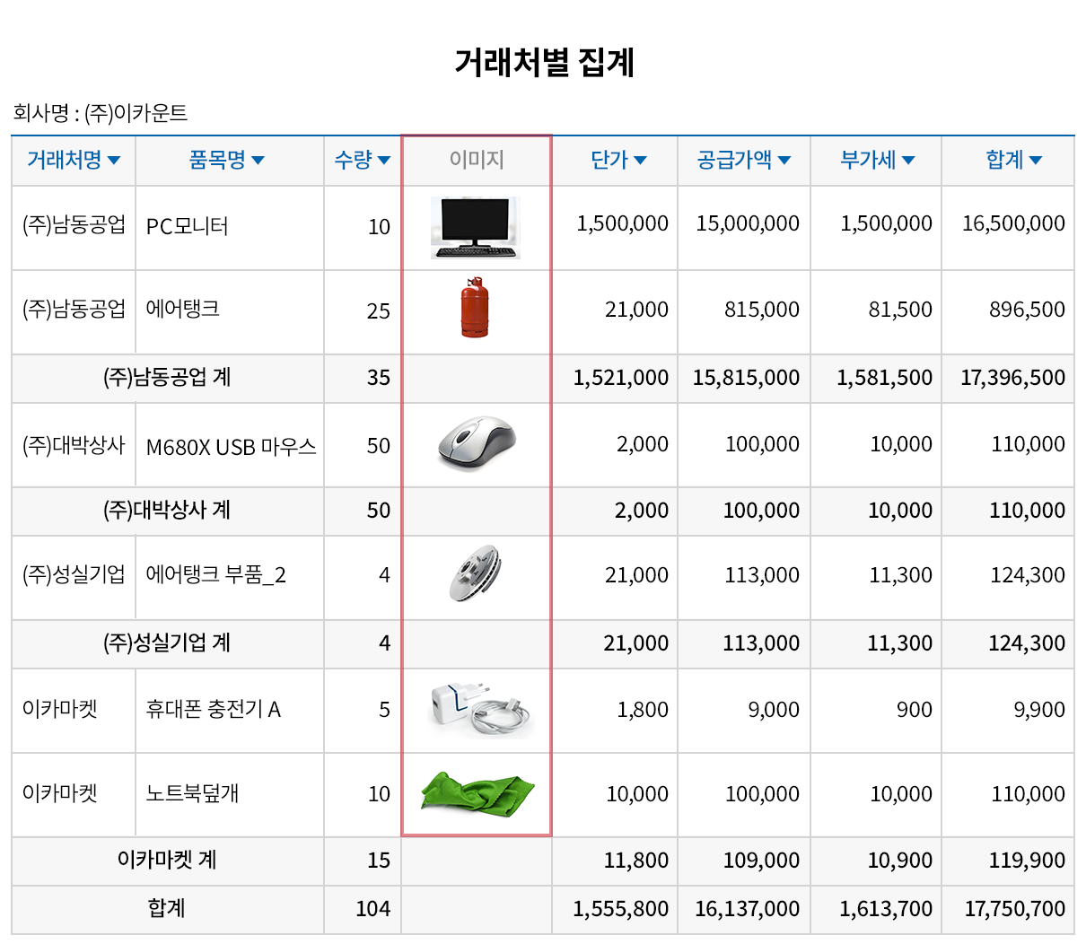 보고서 양식 설정