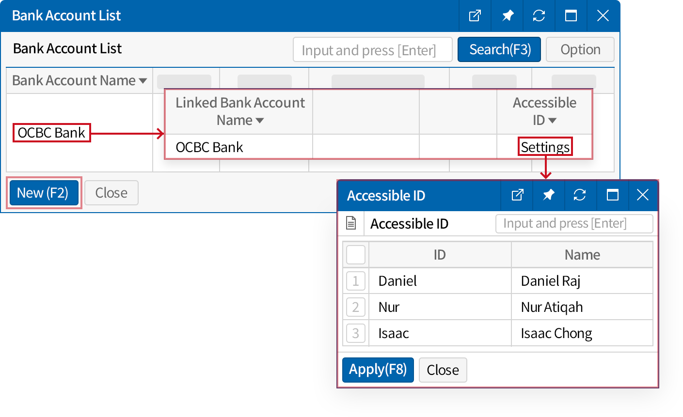 Set which accounts' transactions each employee can view