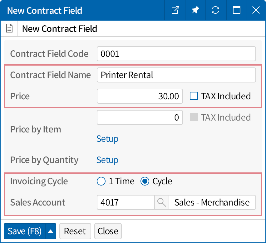 Contract item registration