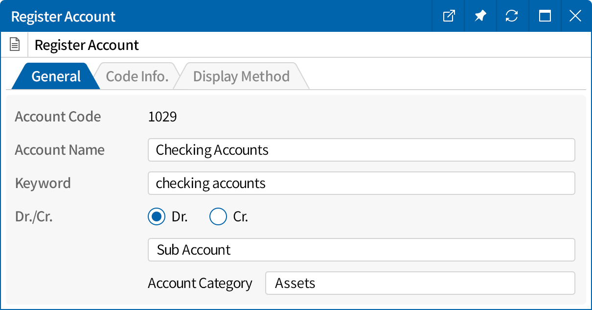Add/modify the chart of accounts