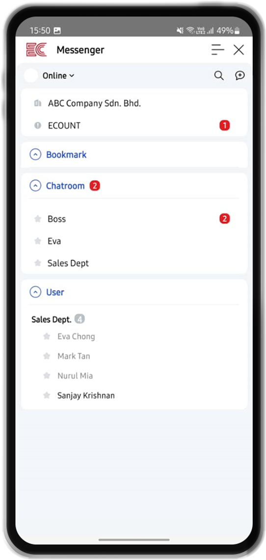 Use the messenger through the mobile