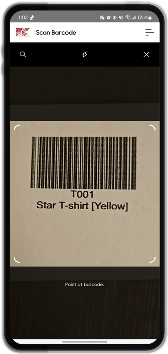 Scan barcodes with the mobile app