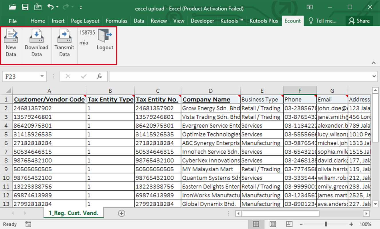 Register and manage multiple customers/vendors