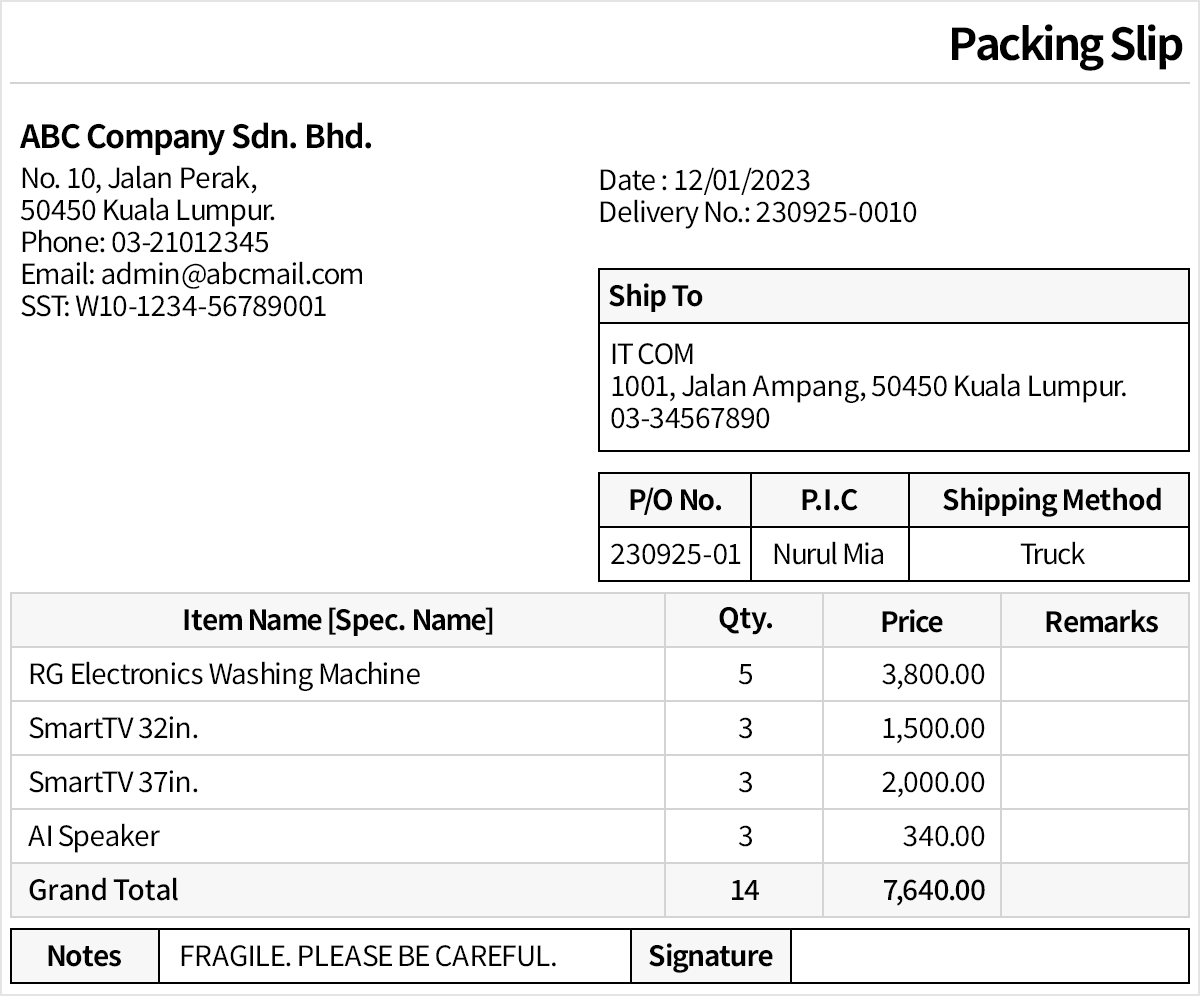 Automatic Generation/Printing of Shipping Documents