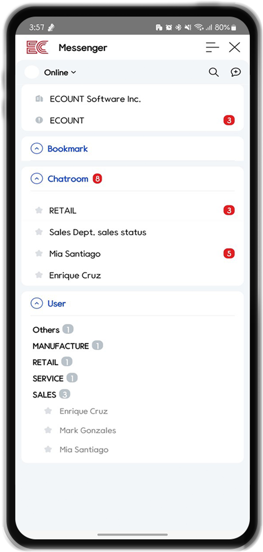 Use the messenger through the mobile