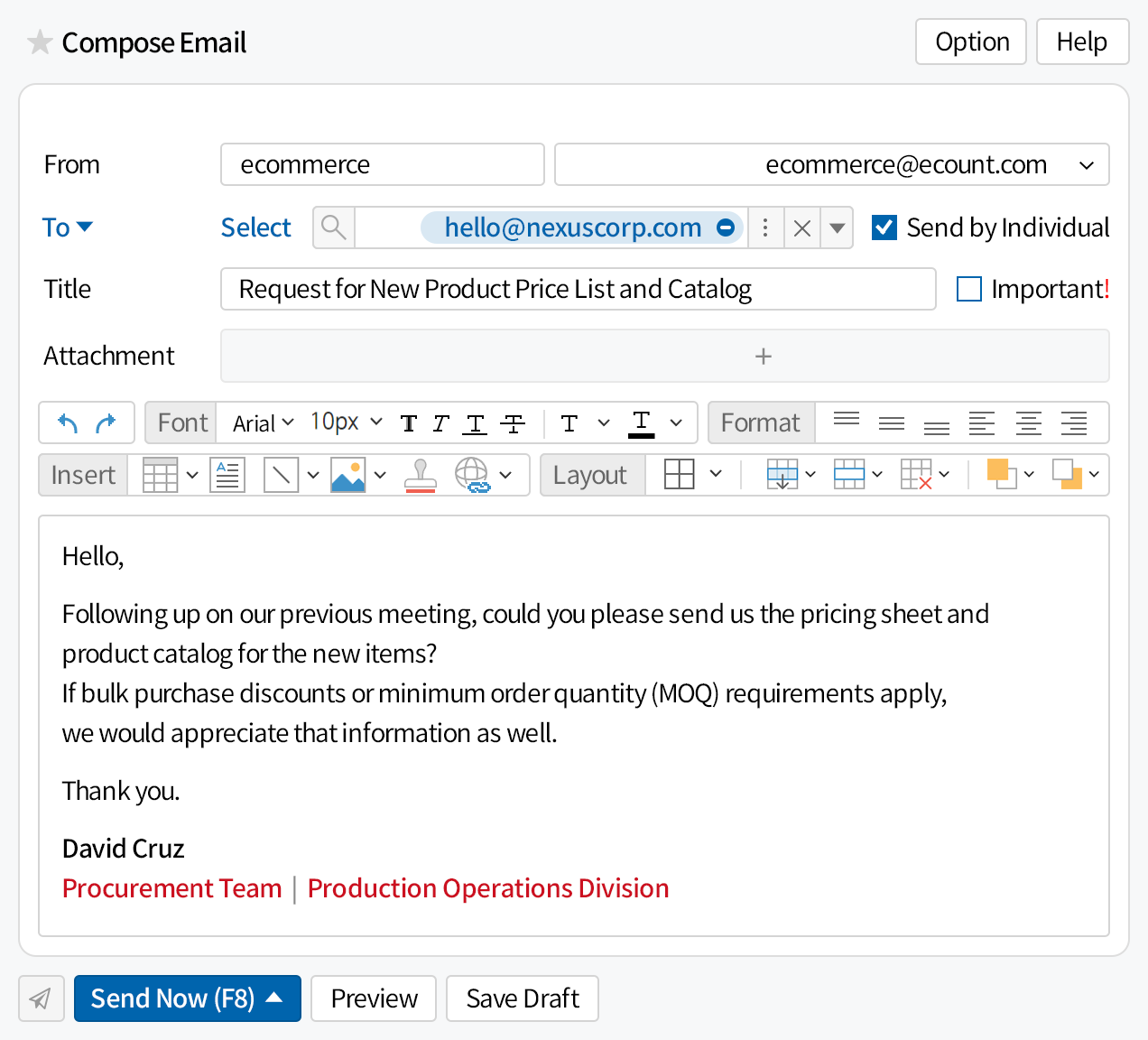 Email Sending Features