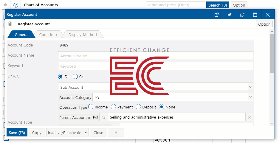 Customizable chart of accounts - Account System | ECOUNT