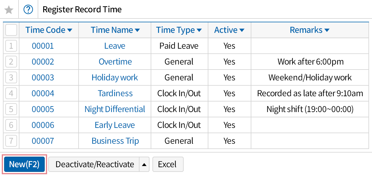 Setting and managing attendance types