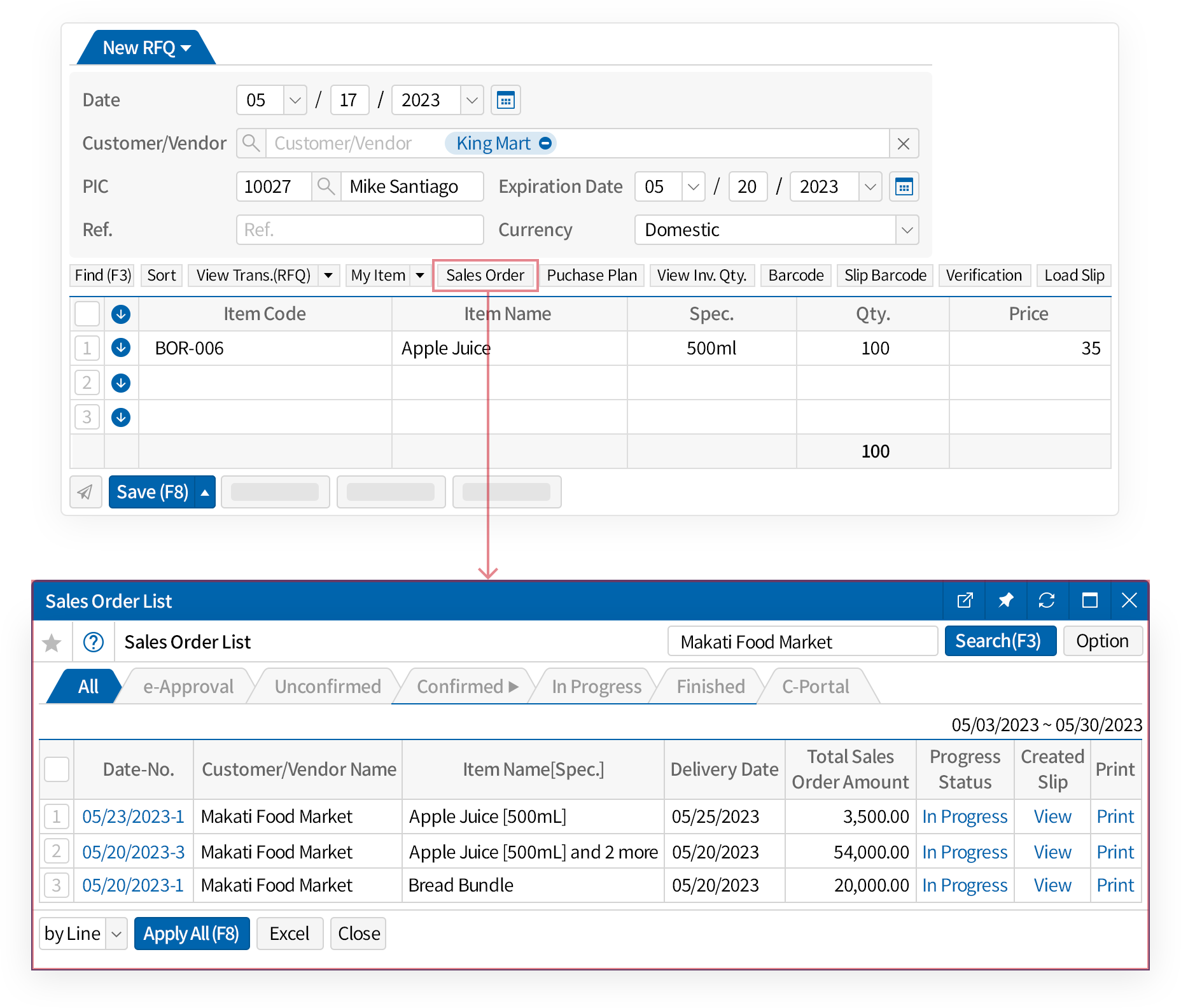 Convenient work processing in line with Purchasing tasks