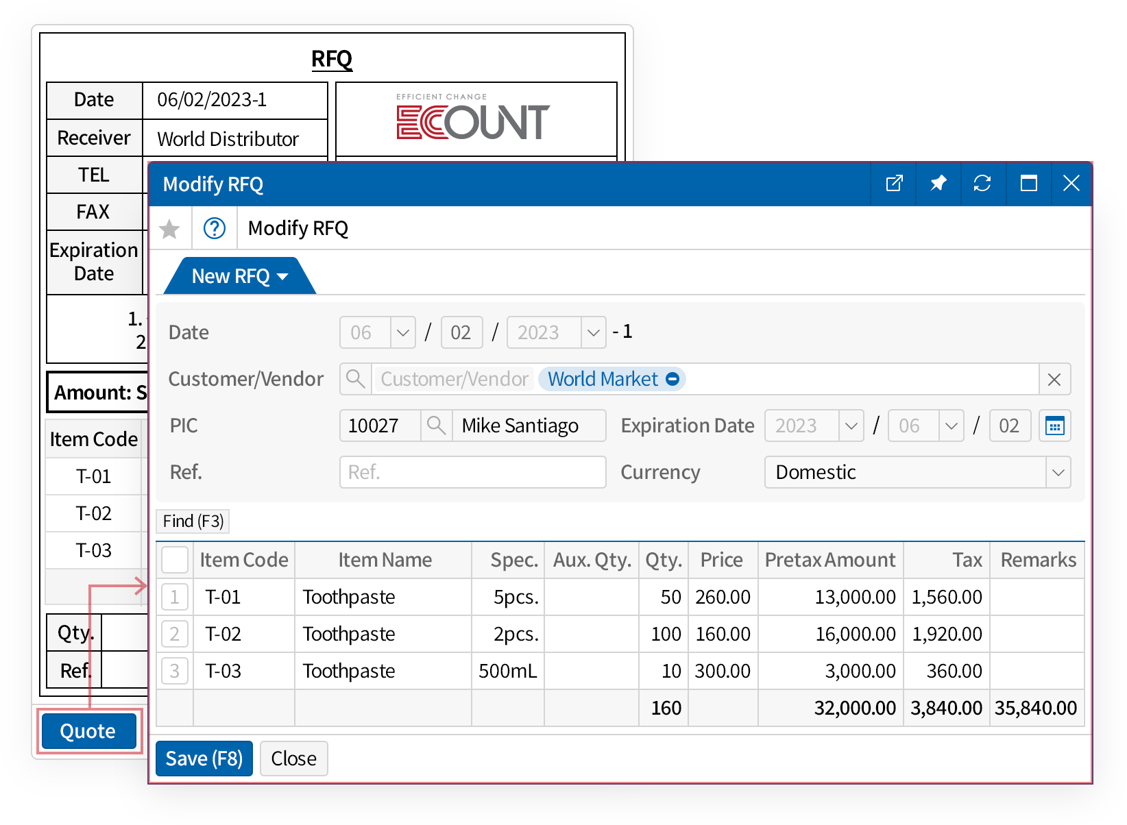 Convenient Request of Quotation