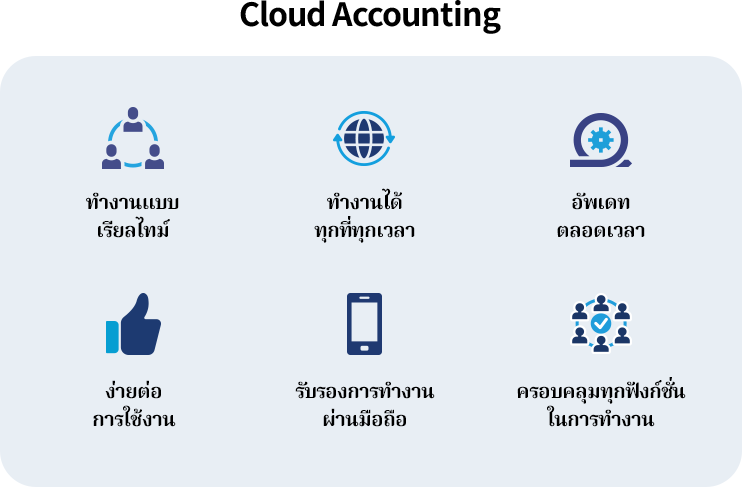 โปรแกรมบัญชีออนไลน์ (Cloud Accounting) โปรแกรมบัญชีสำเร็จรูปแบบ Cloud Accounting รายงานเรียลไทม์ ใช้ง่าย