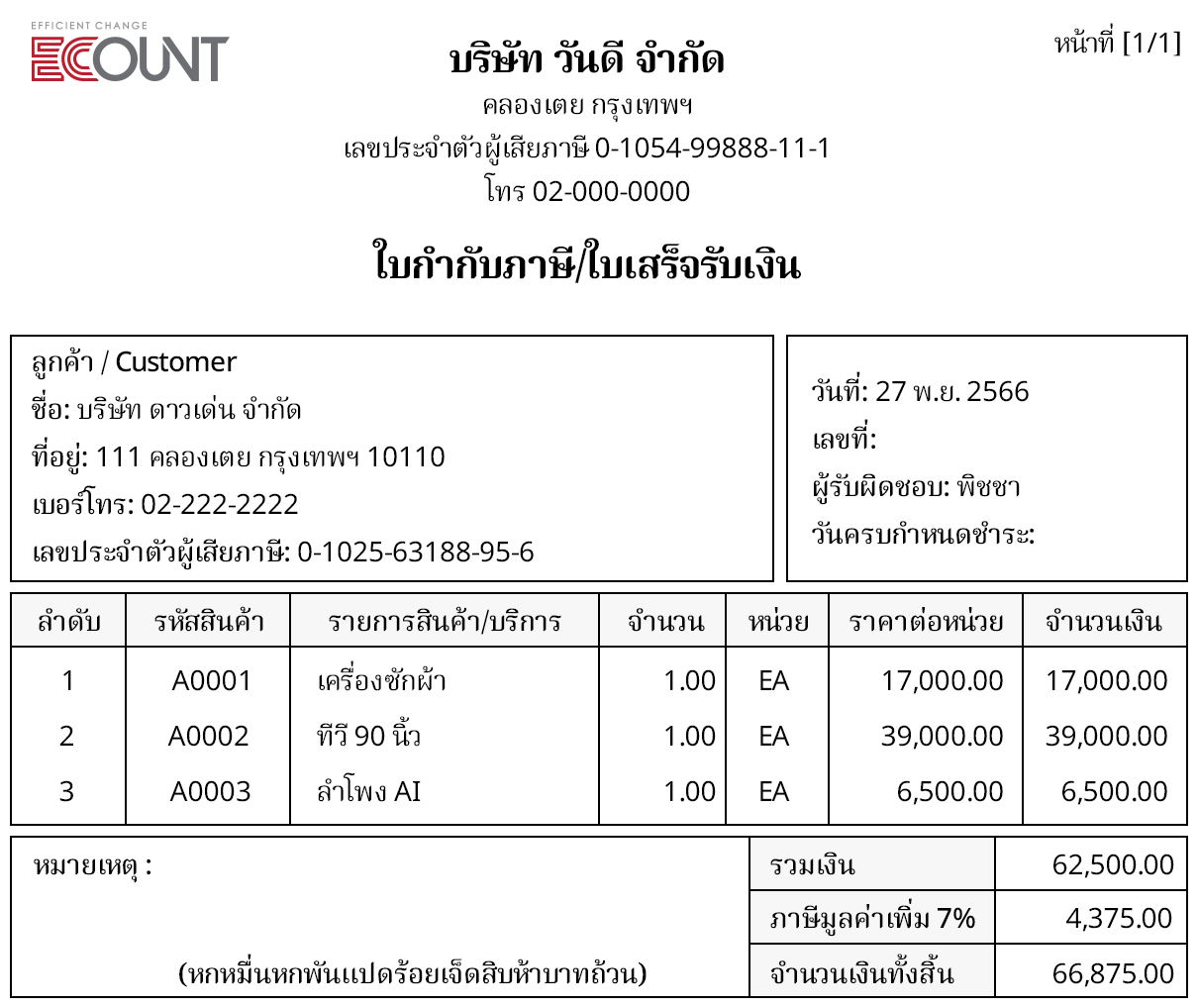 แบบฟอร์มเริ่มต้นของเอกสารการขาย