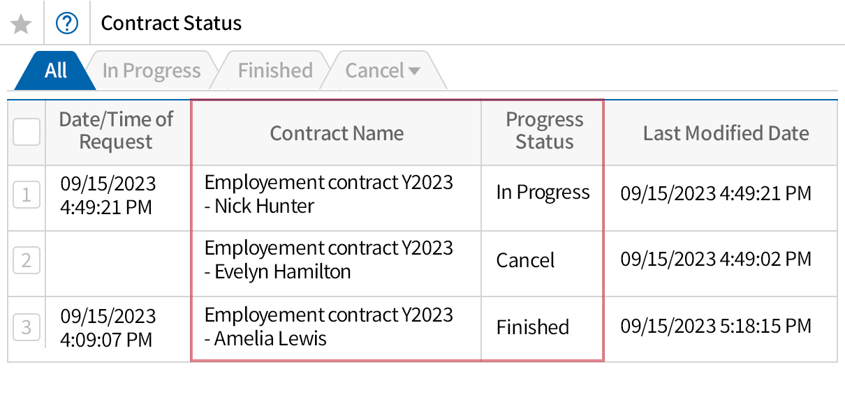 Check the contract progress status