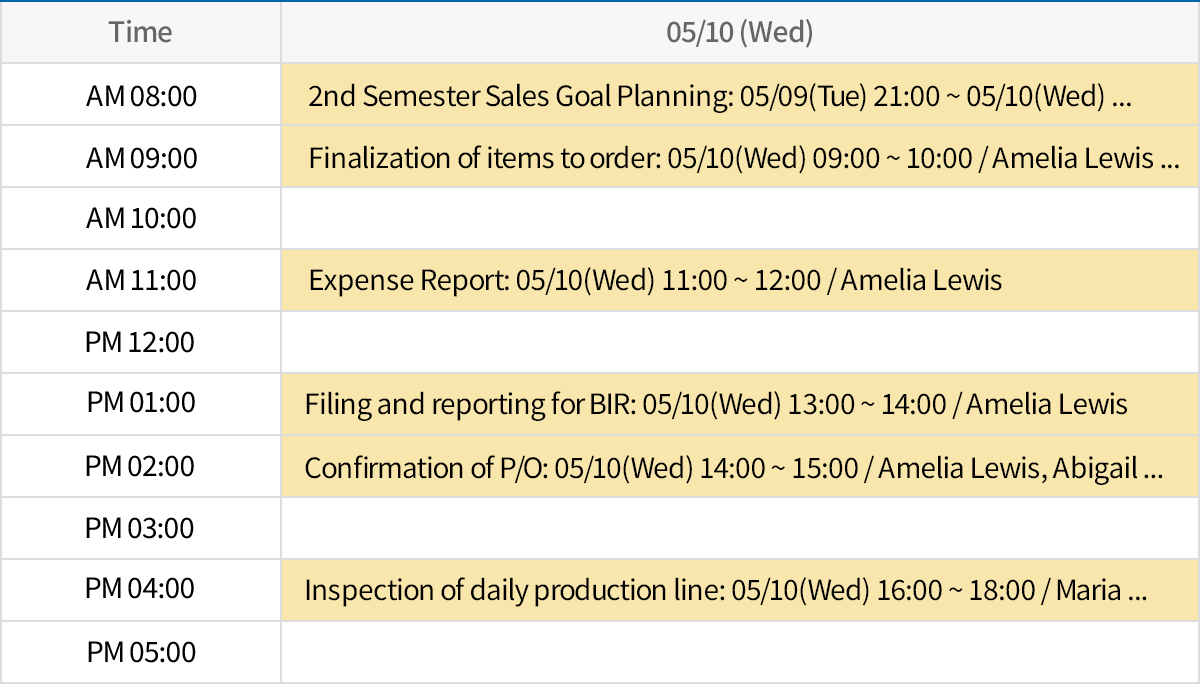Schedule by day