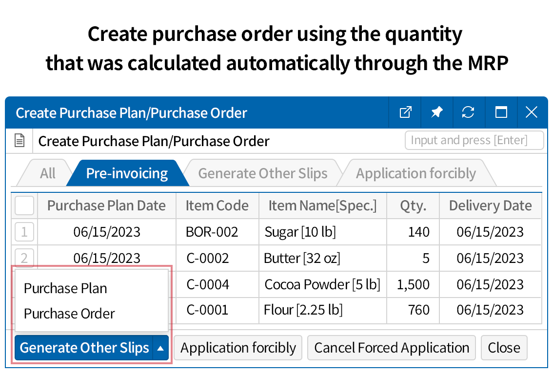 Establish a systematic purchase process through automatic calculation