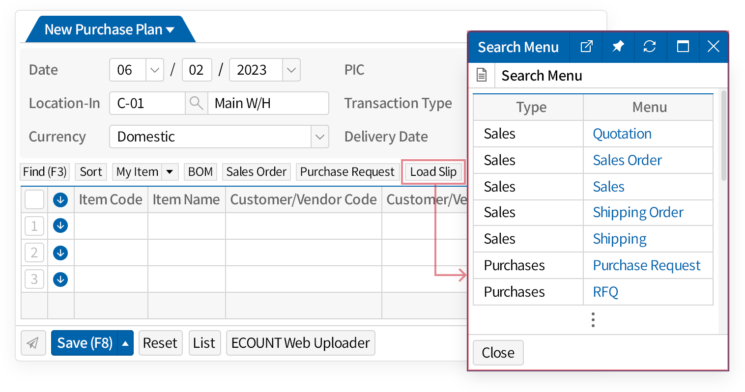 Link with related menu