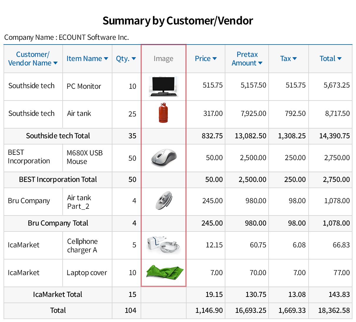 Report template setup