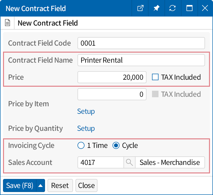 Contract item registration