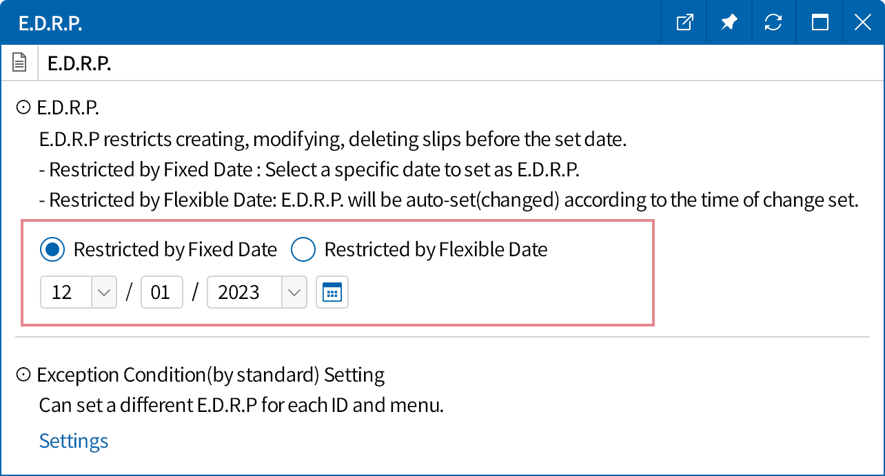 Control modification of business data that is settled