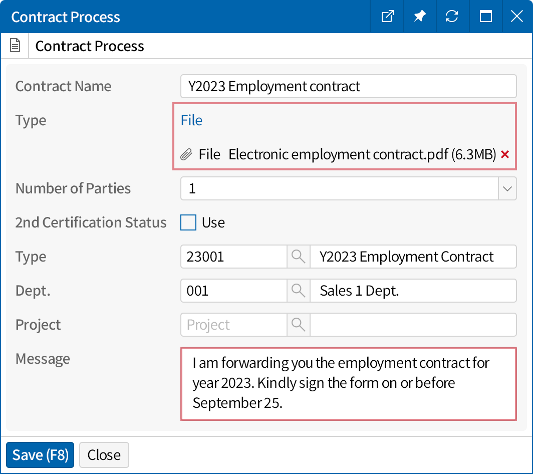 Easy contract registration