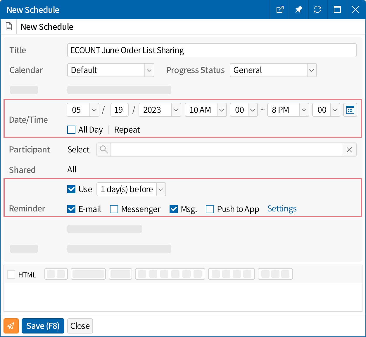 Schedule management settings