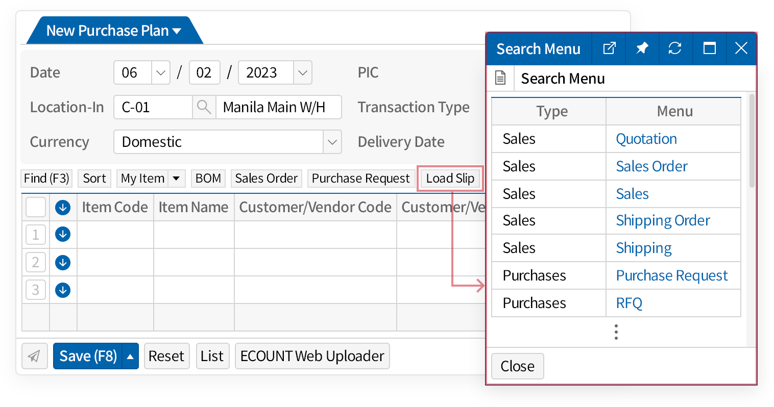 Link with related menu