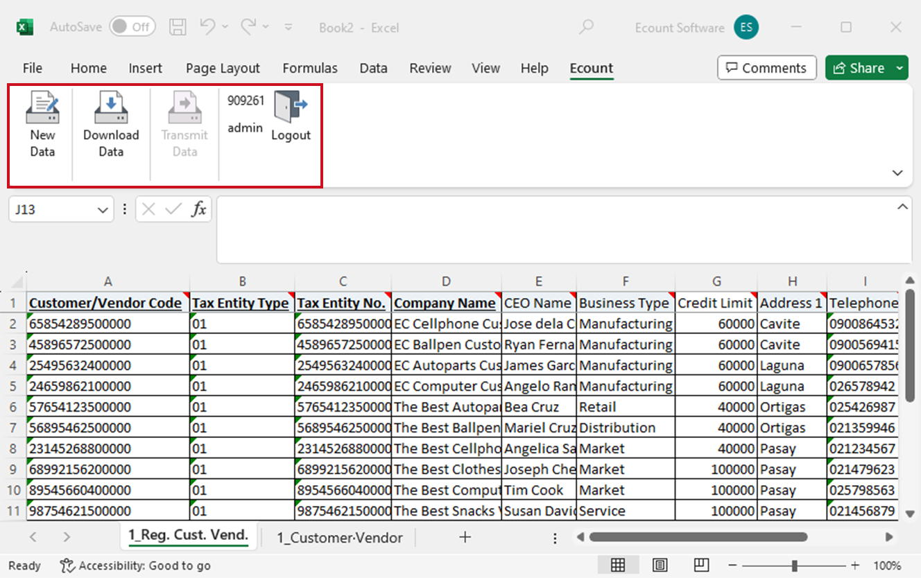 Register and manage multiple customers/vendors