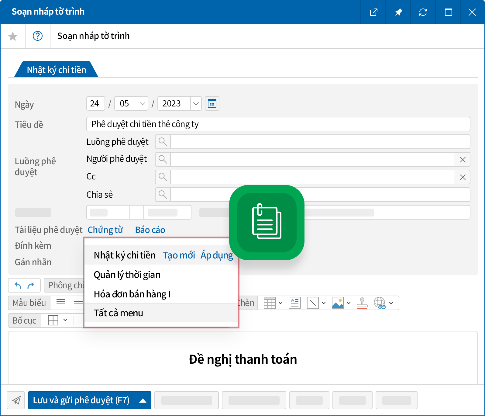 Liên kết Phê duyệt điện tử (Groupware)