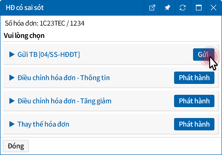 Dễ dàng xuất hóa đơn điều chỉnh