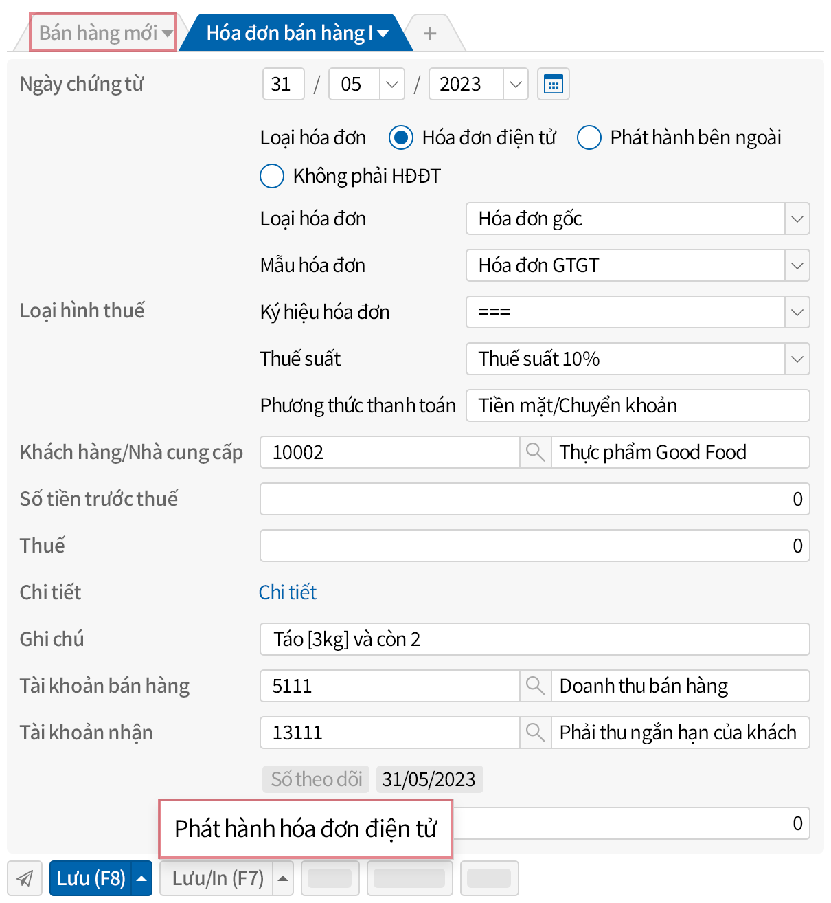 Phát hành hóa đơn
