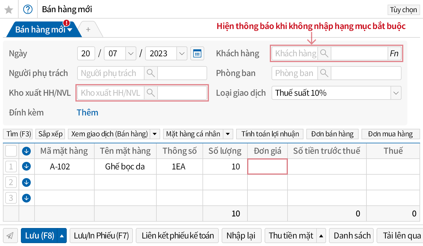Thiết lập màn hình nhập phù hợp với yêu cầu của công ty