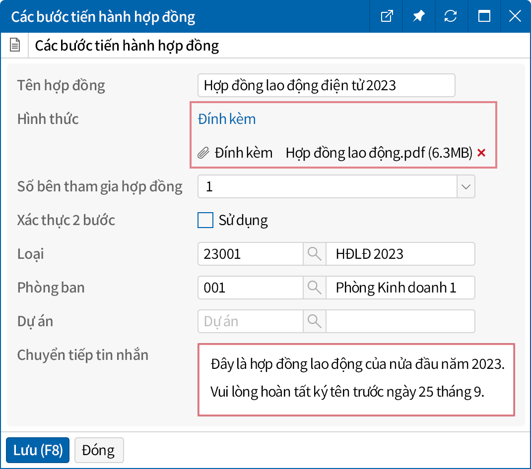Tạo hợp đồng đơn giản