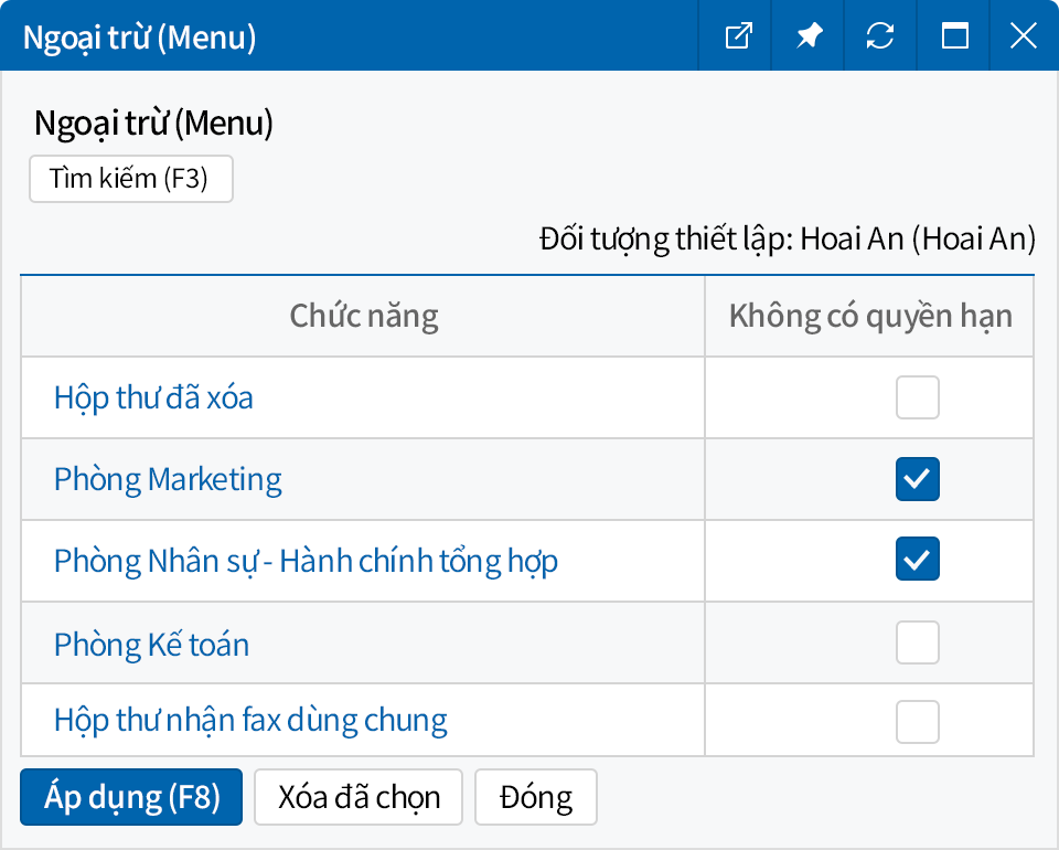 Thiết lập quyền hạn