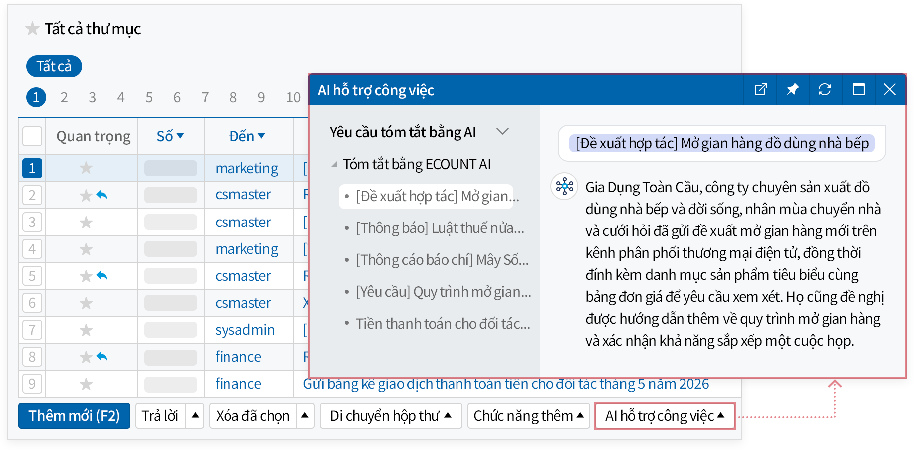 Tóm tắt email bằng AI