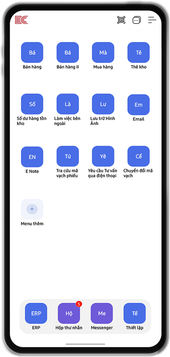 Sử dụng mọi tính năng của ECOUNT tương tự trên điện thoại