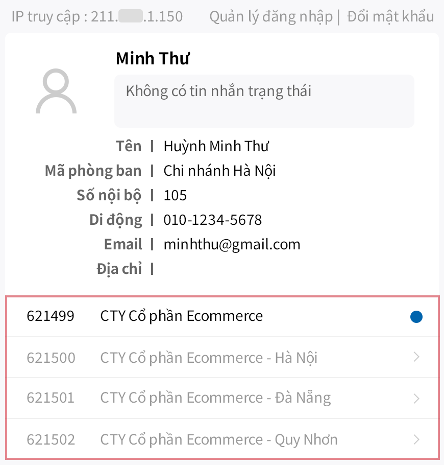 Dễ dàng truy cập dữ liệu của từng chi nhánh bằng chức năng Đa đăng nhập